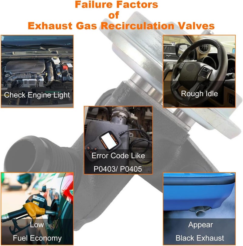TINJO EGR Valve Exhaust Gas Recirculation Valves Fits for 1997-2009 F-ord E150 E250 E350, for 2000-2005 F-ord Excursion, for 1997-2003 F-ord F150 F250, 2004 F-ord F350 EGR Emissions Valve Replace# EGV537T - Image 4